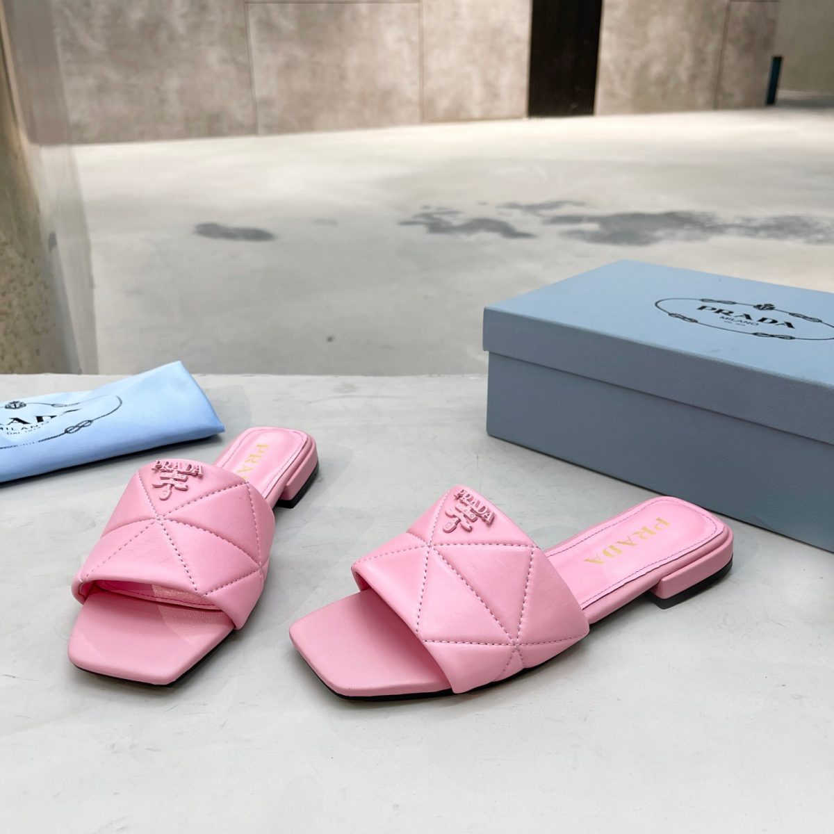 Prada Quilted Leather Slippers Size 35-41 5-Color - Image 1