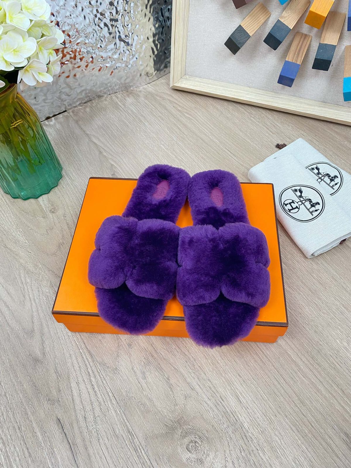 Hermes 23fw Women Winter Slippers Size 36-40 - Image 2
