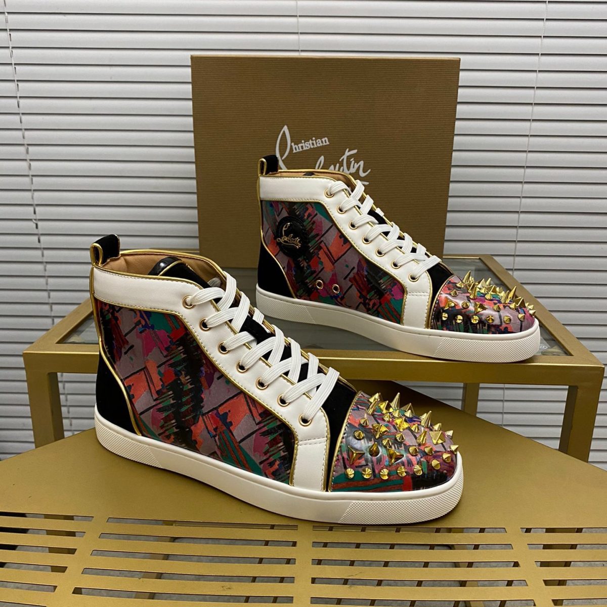 Christian Louboutin Lou Pik Pik High-Top Sneaker Size 36-46  7-Color - Image 1