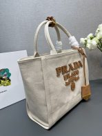 Prada 1BG474 Medium linen blend tote Bag Size 31*25*14cm - Image 7