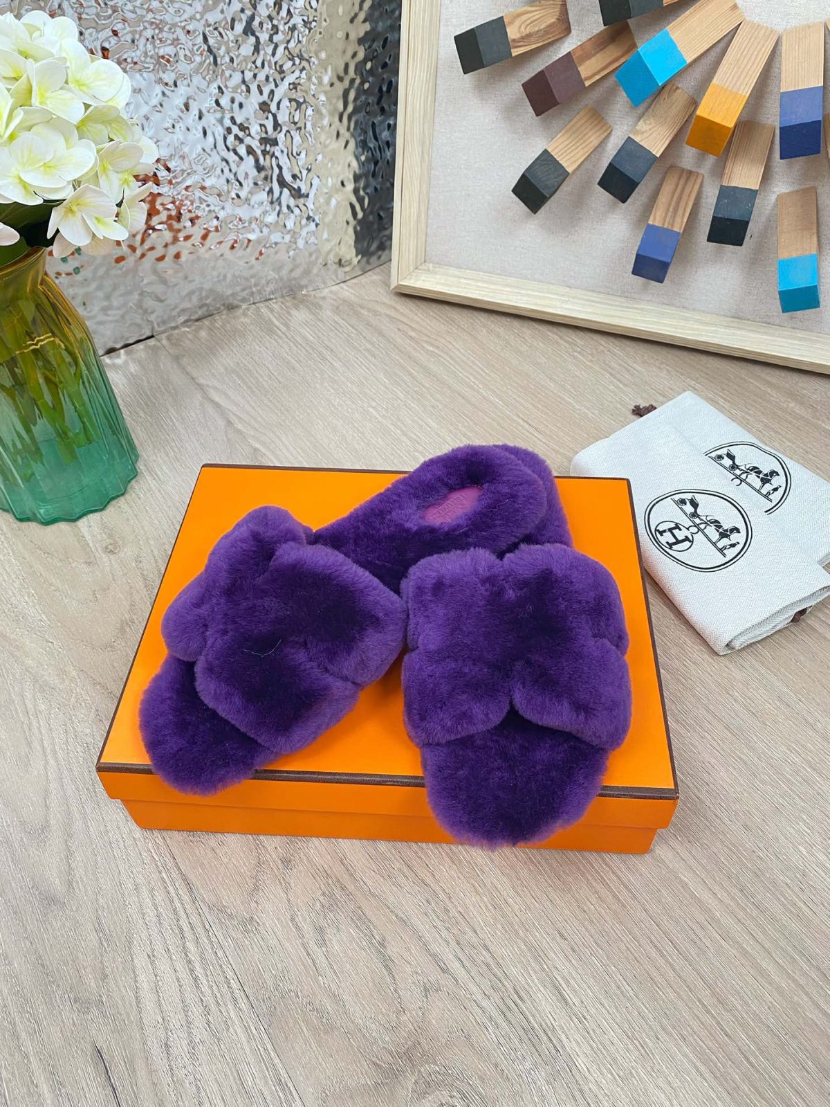Hermes 23fw Women Winter Slippers Size 36-40 - Image 3