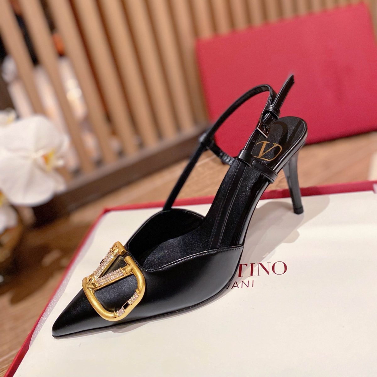 Valentino Vlogo Signature Satin Slingback Pumps Size 35-41 4-Color - Image 1