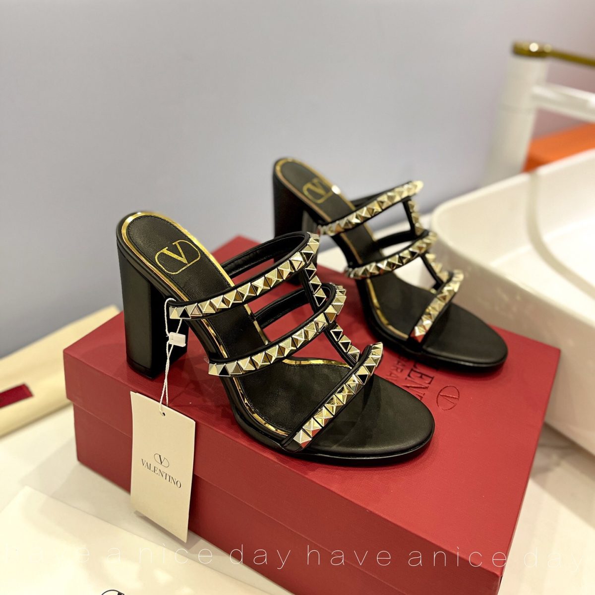 Valentino Rockstud Calfskin Leather Pumps Size 35-41 5-Color - Image 1