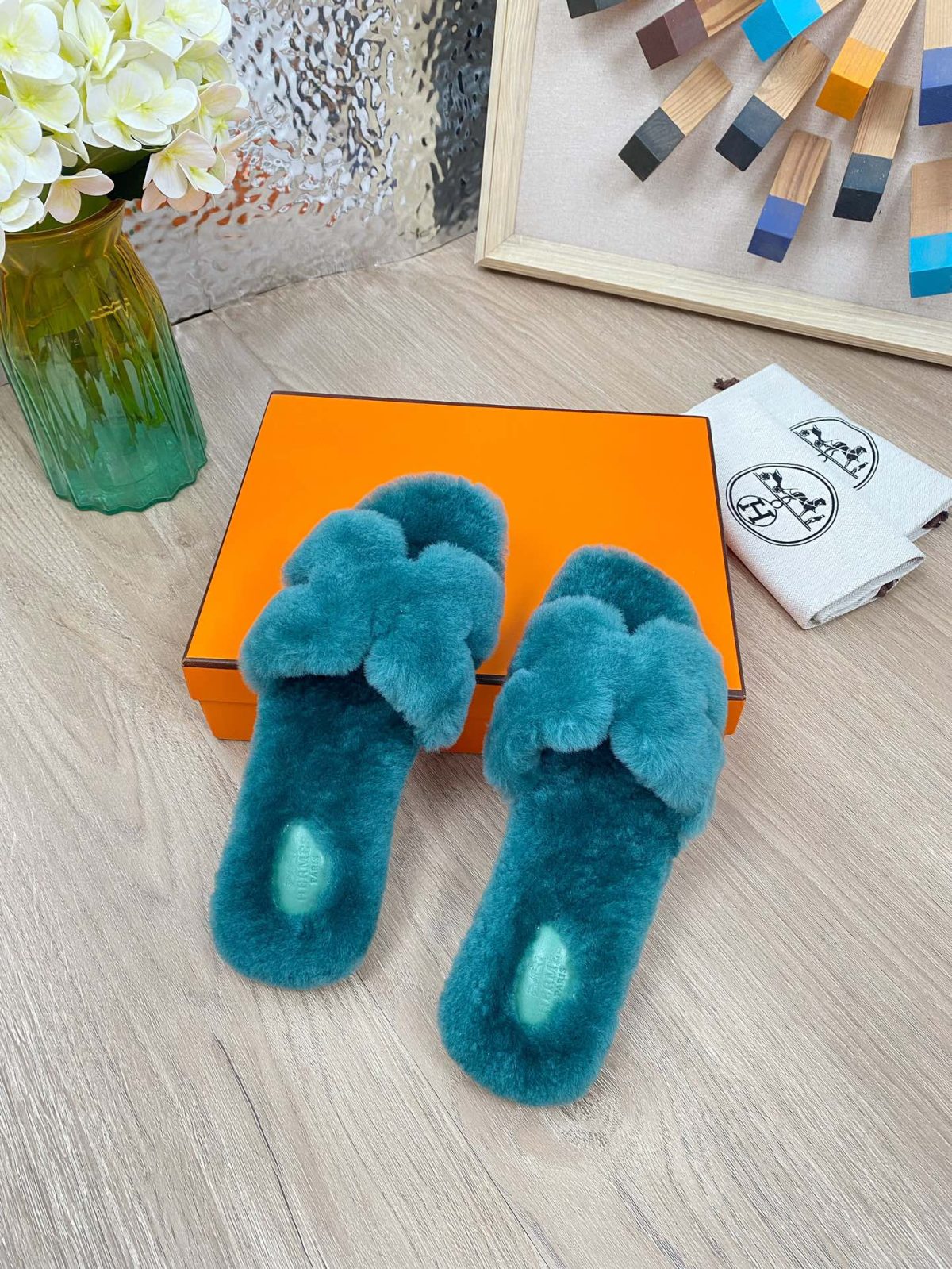 Hermes 23fw Women Winter Slippers Size 36-40 - Image 4