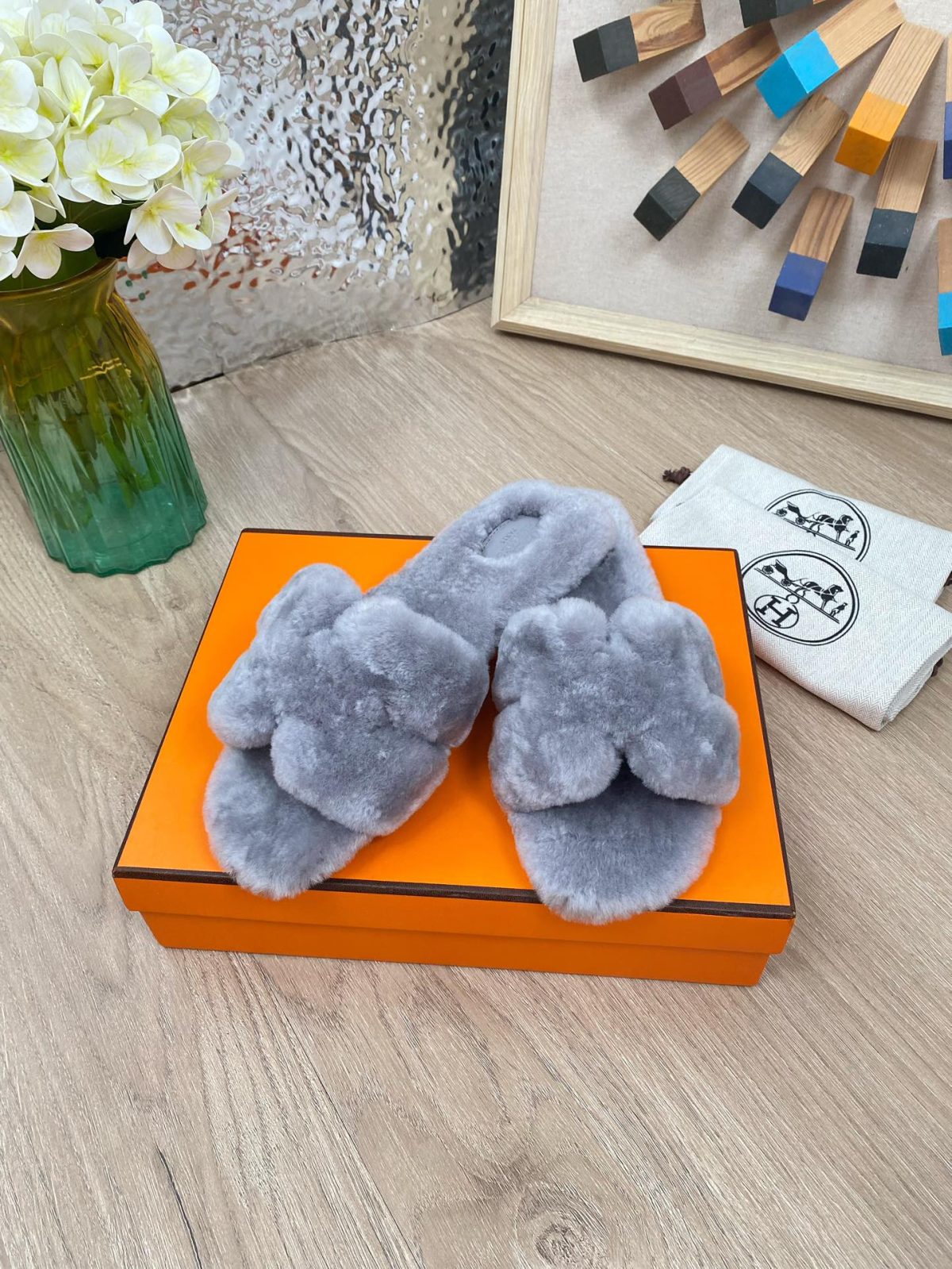 Hermes 23fw Women Winter Slippers Size 36-40 - Image 3