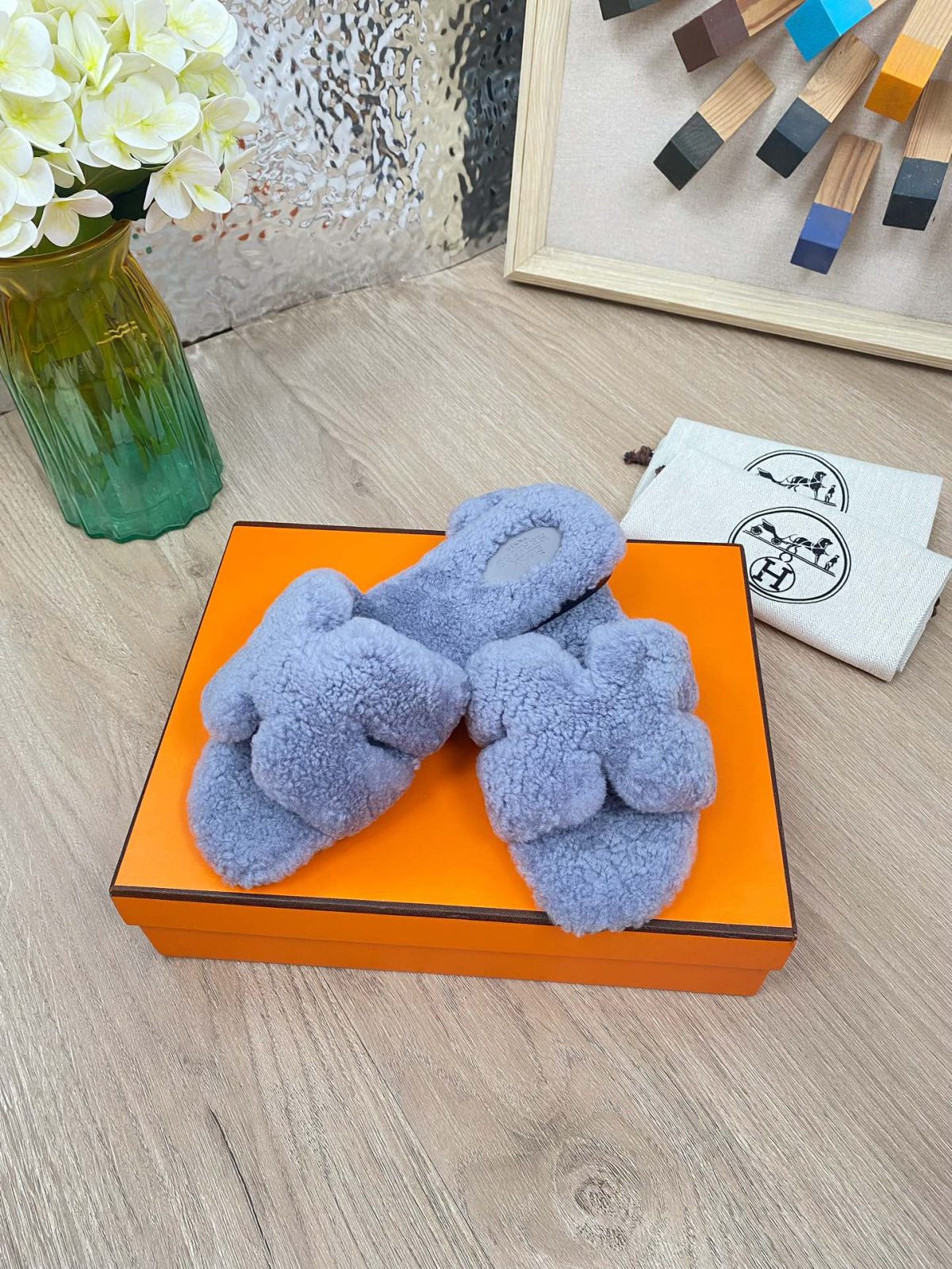 Hermes 23fw Women Winter Slippers Size 36-40 - Image 3