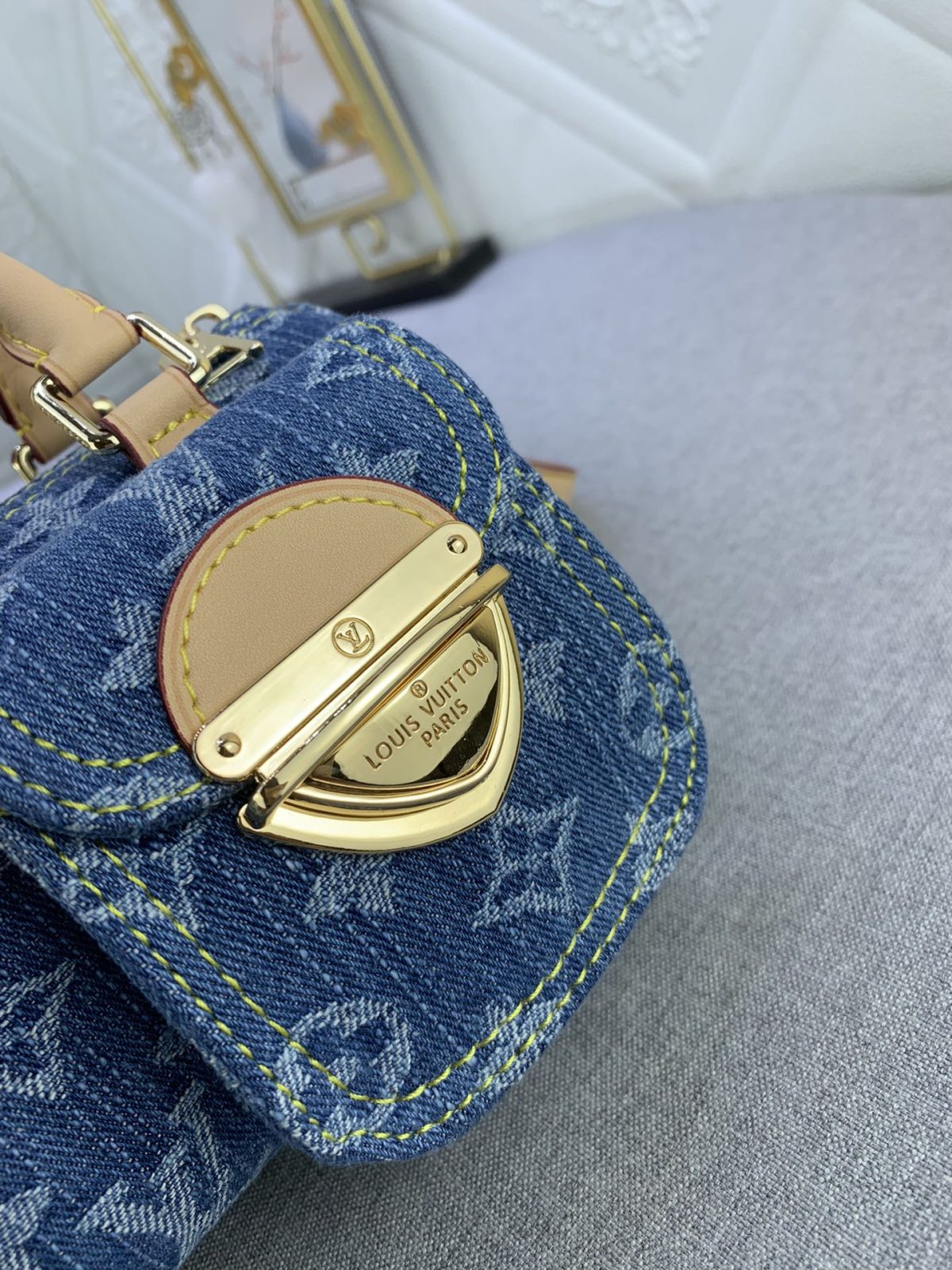 Louis Vuitton M82950 Nano Speedy Denim Cowboy Shoulder Bags Size 16*7*10cm - Image 5